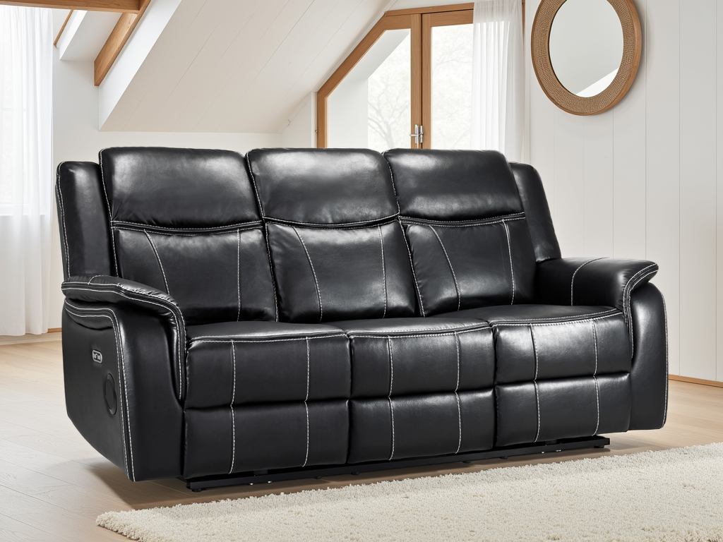 Galaxy Tech Electric Recliner 3 Seater Leather