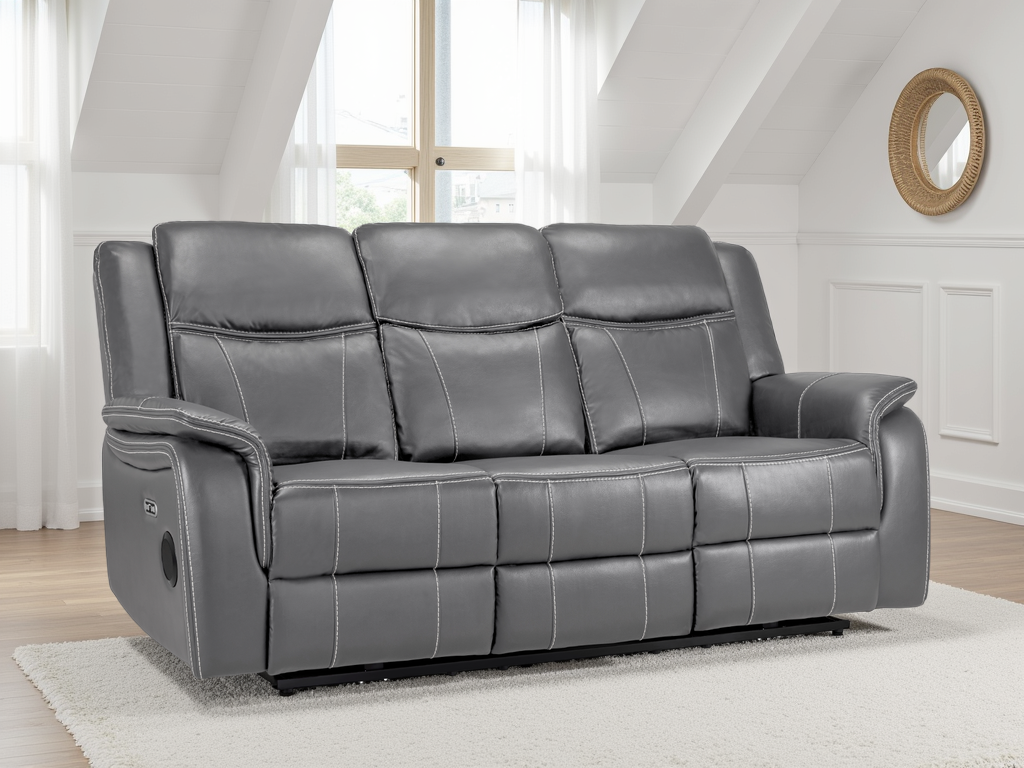 Galaxy Tech Electric Recliner 3 Seater Leather