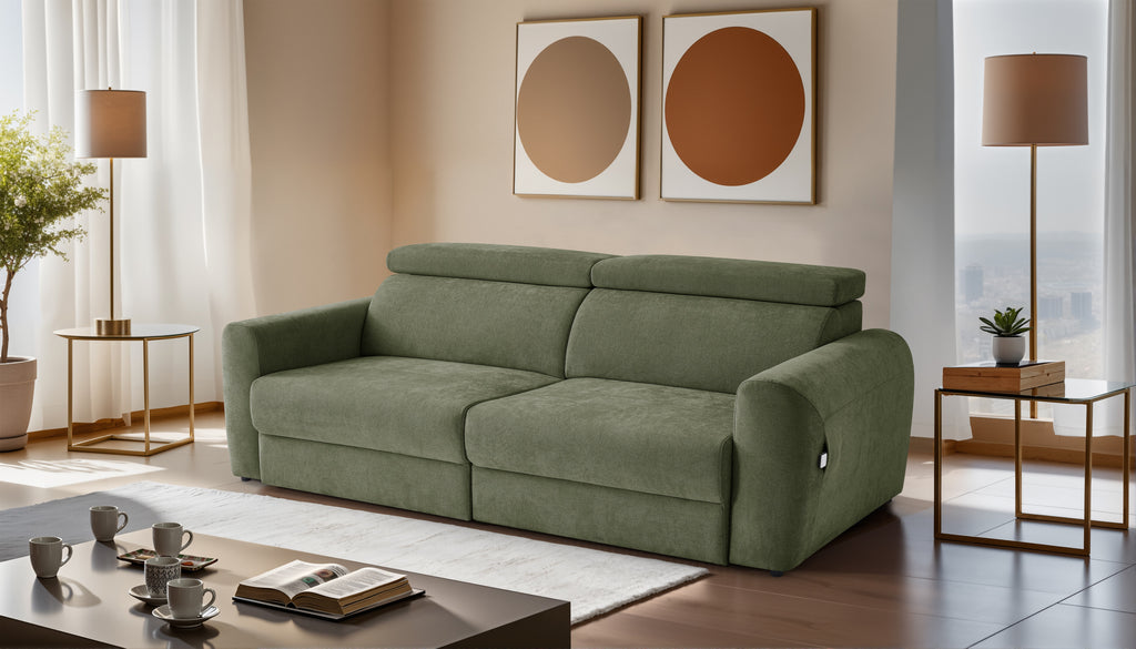 Electric Slider Sofa Bed 3 Seater Drift - Green