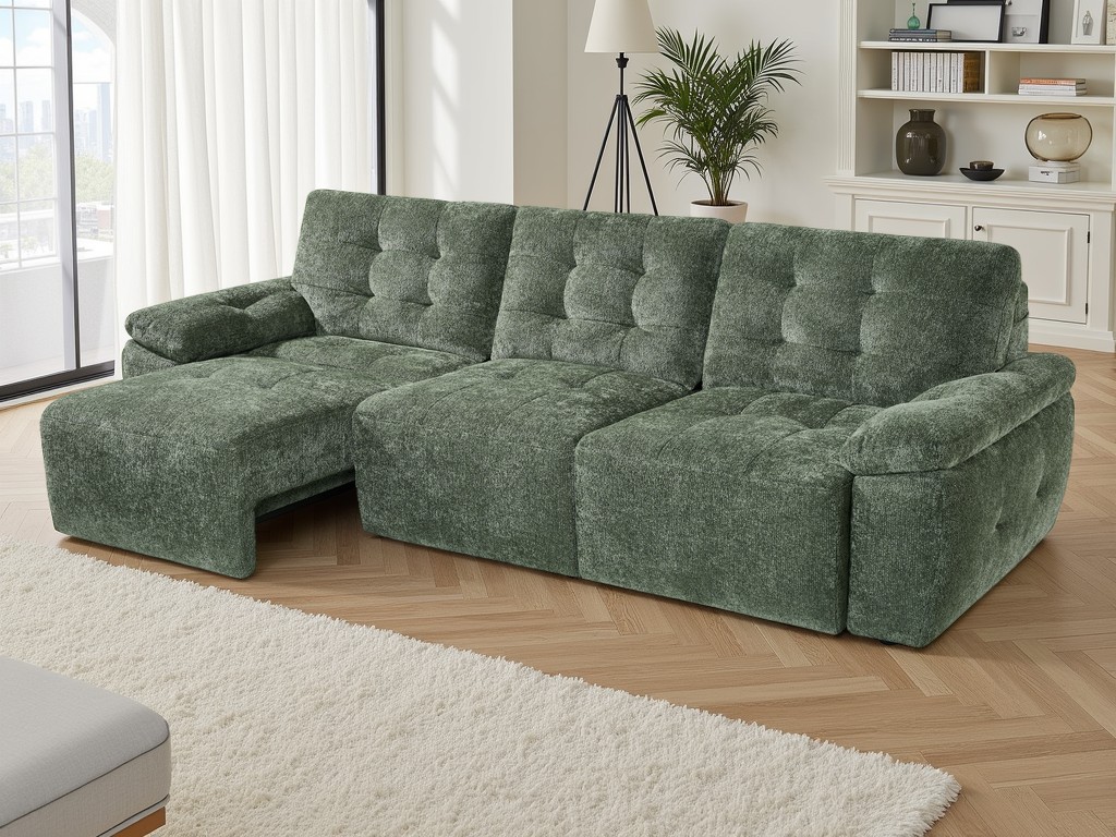 Electric Slider Sofa Bed 3 Seater Astra - Green