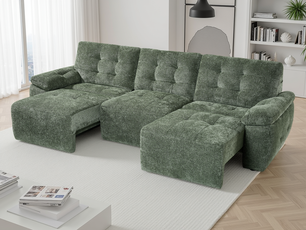 Electric Slider Sofa Bed 3 Seater Astra - Green
