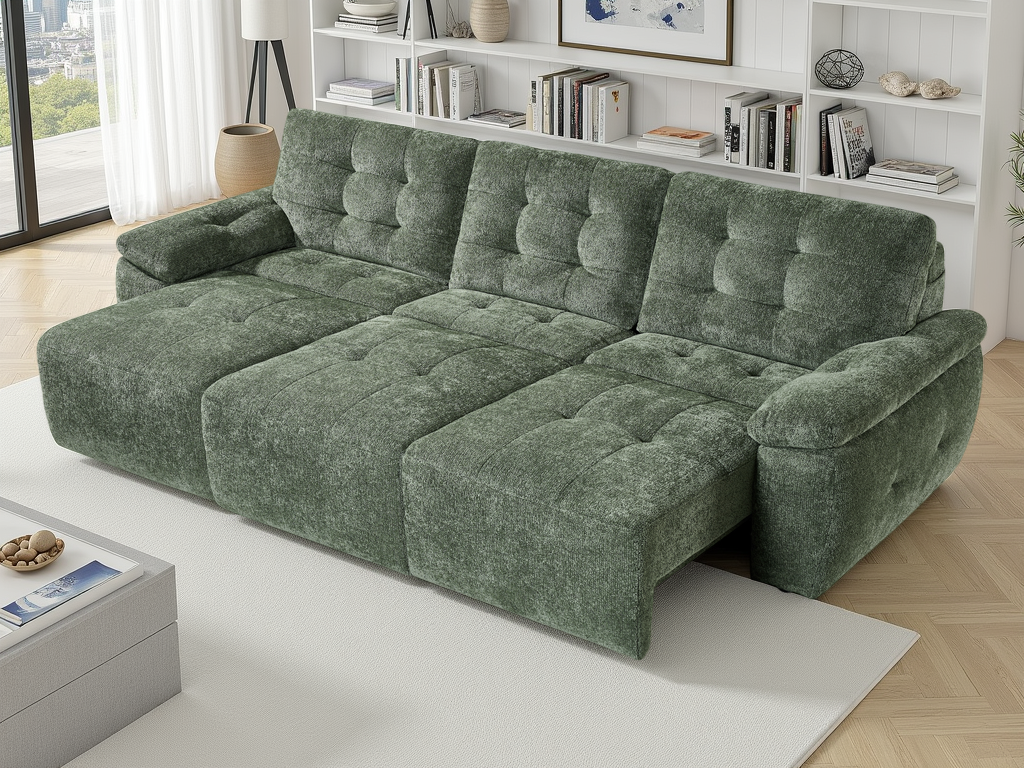 Electric Slider Sofa Bed 3 Seater Astra - Green