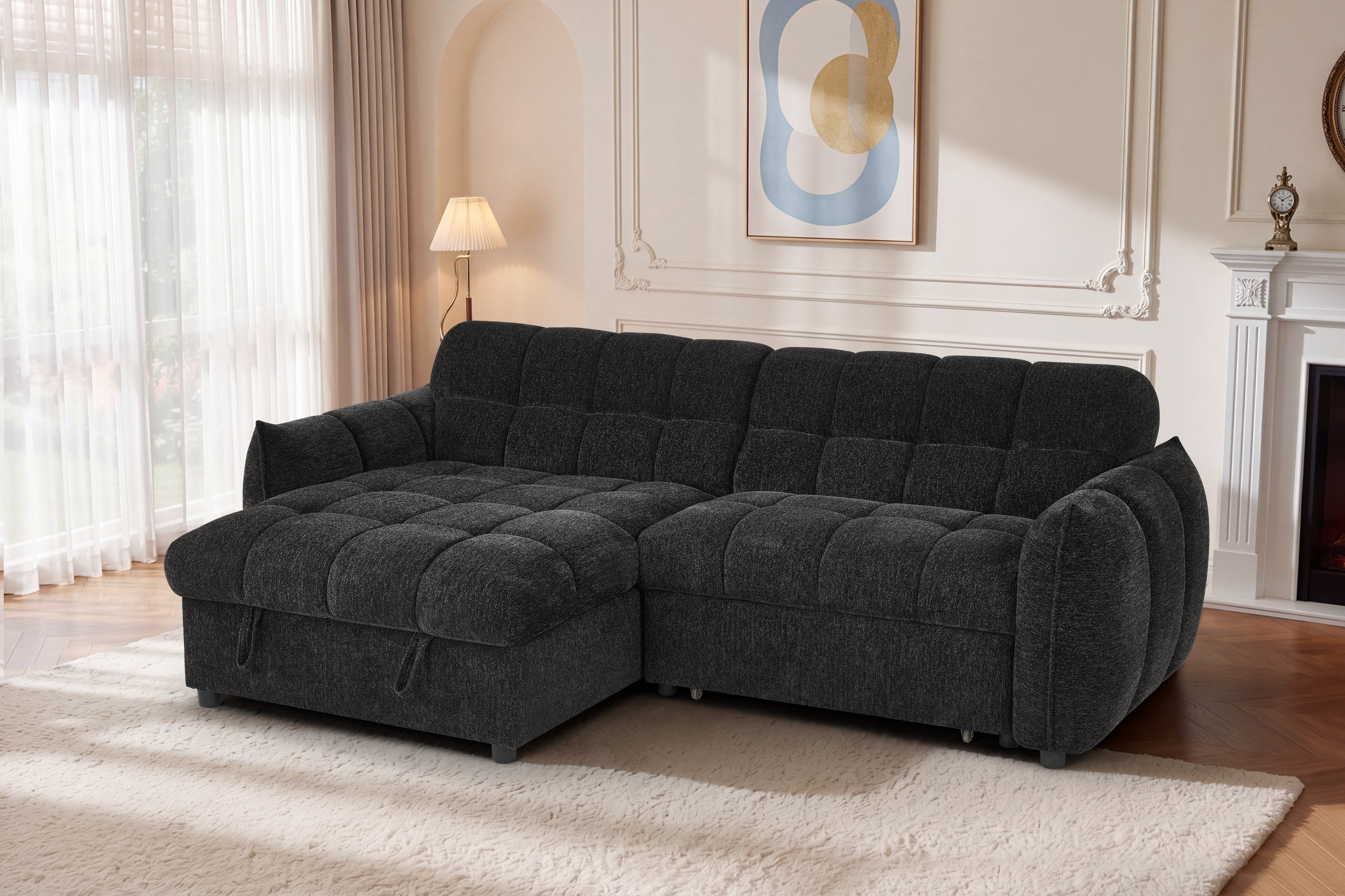 Fabio Sofa Bed Universal Corner - Black