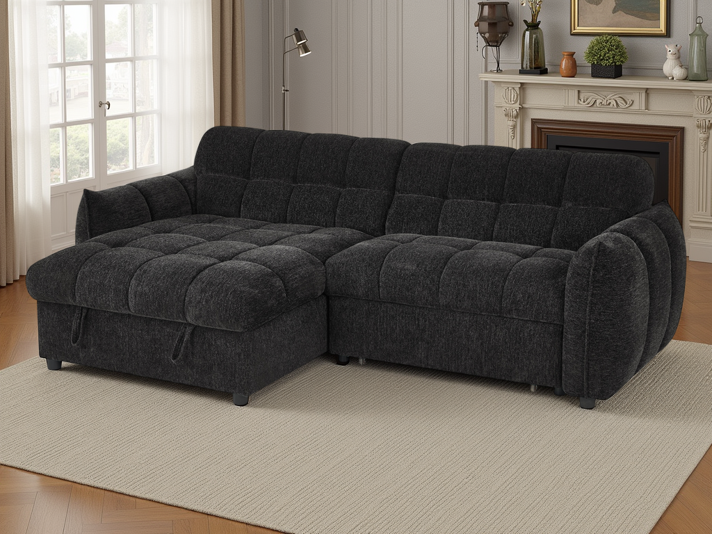 Fabio Sofa Bed Universal Corner - Black