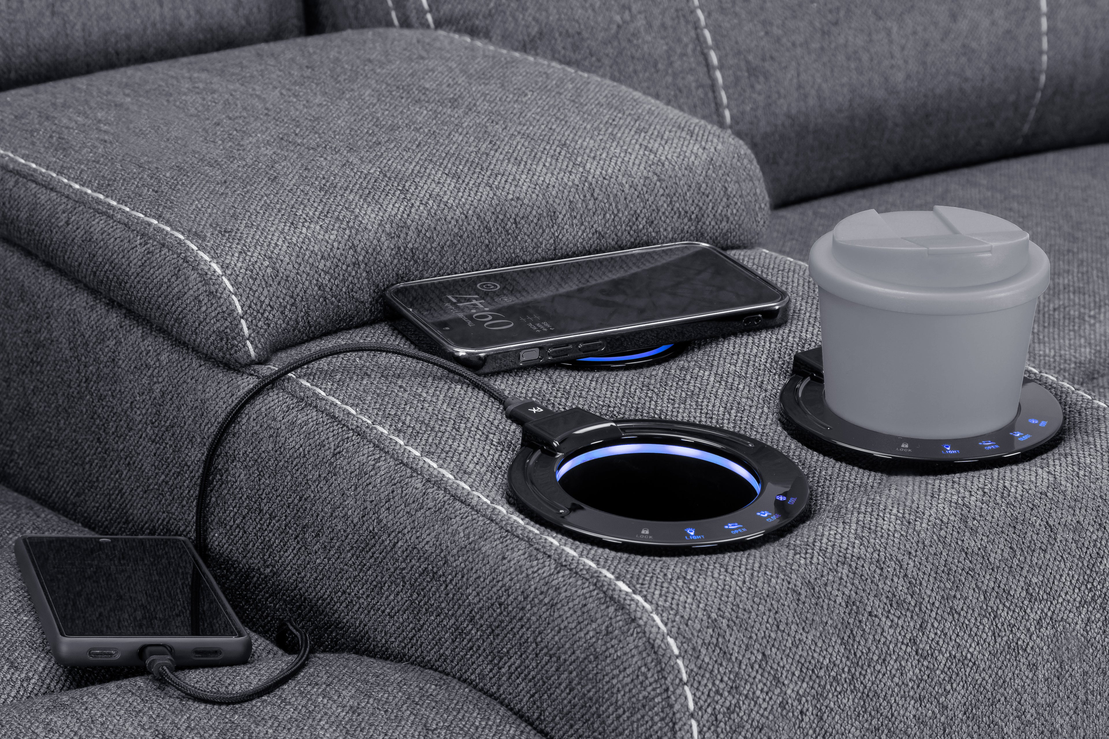 Solar Tech Electric Recliner 2 Seater Fabric