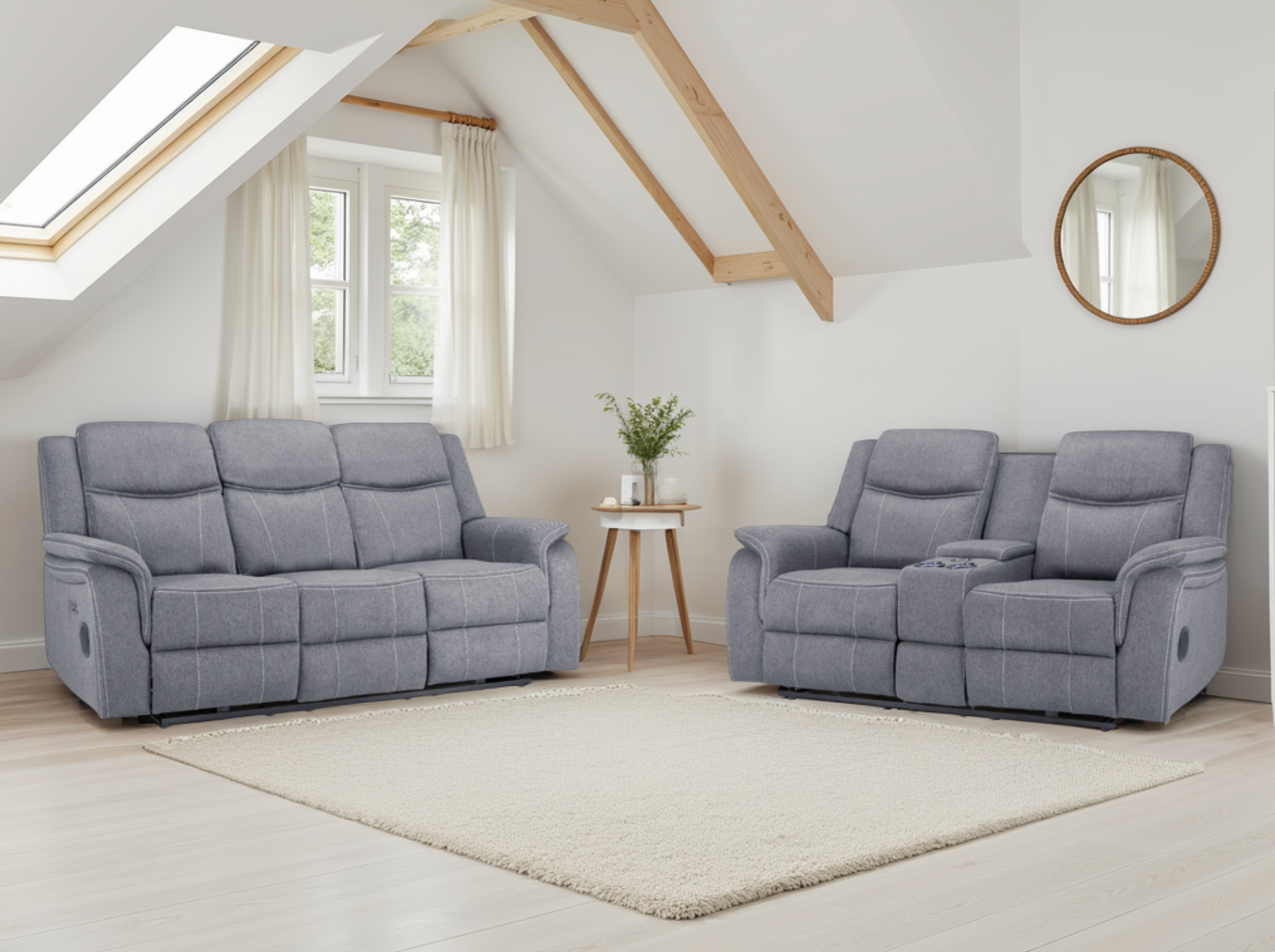 Galaxy Tech Electric Recliner Sofa Fabric 3+2 Set