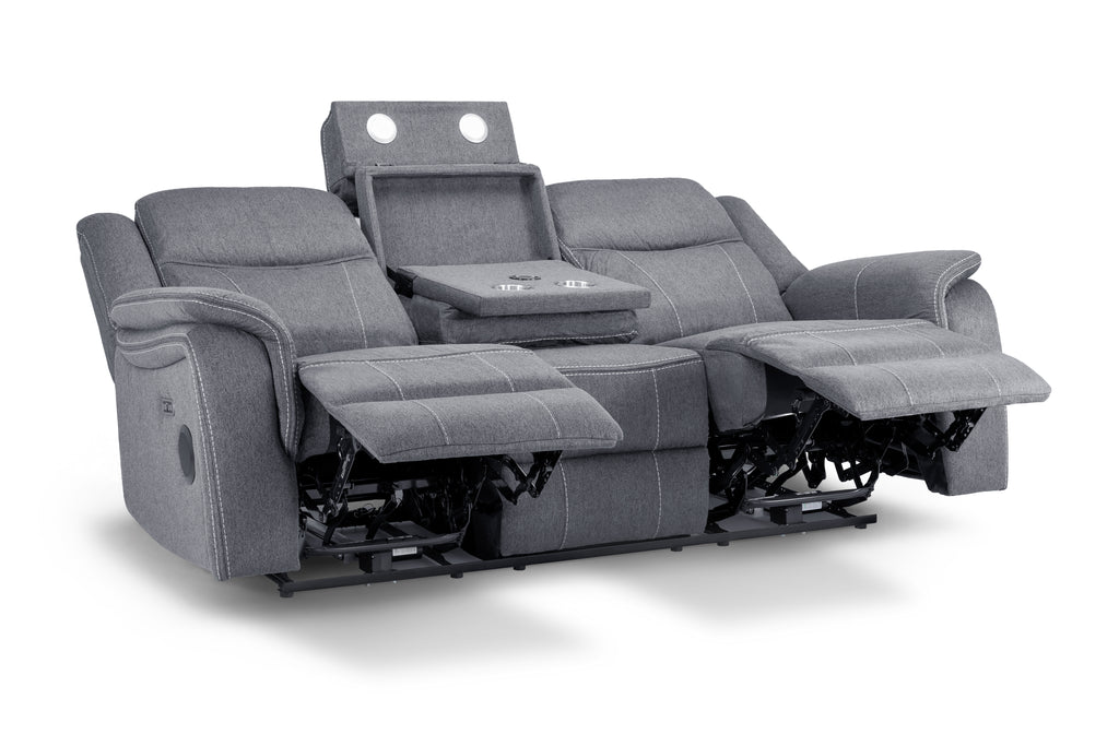 Solar Tech Electric Recliner 3 Seater Fabric