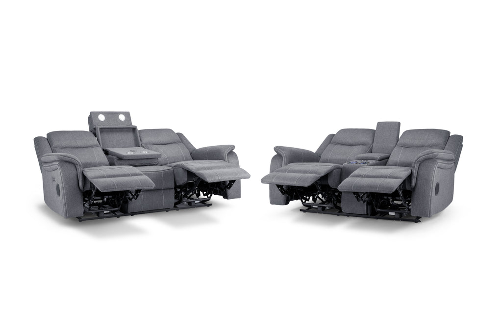 Solar Tech Electric Recliner Sofa Fabric 3+2 Set
