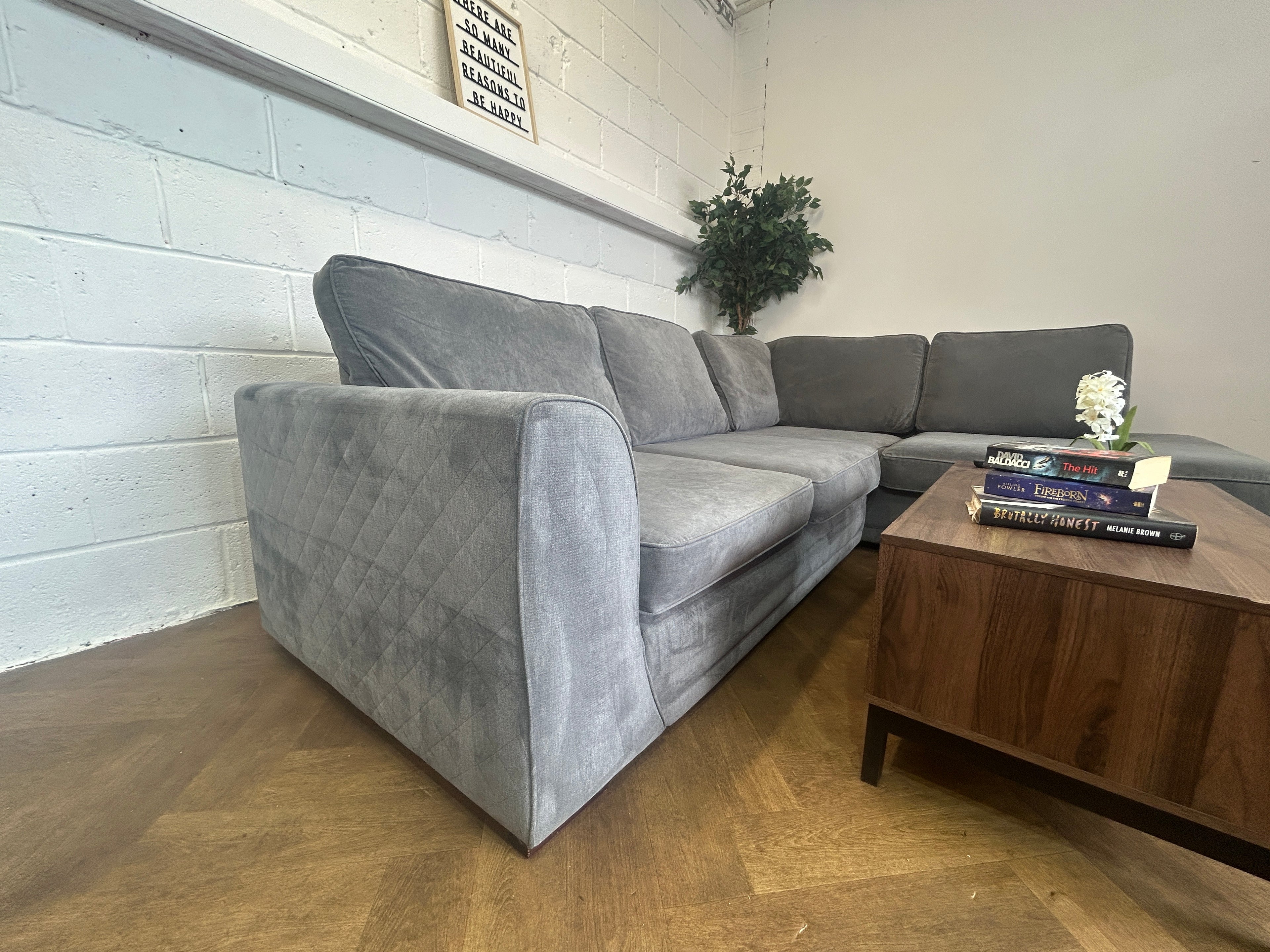 Stunning Charcoal Grey DFS Orka Corner Sofa, Left Hand Chaise