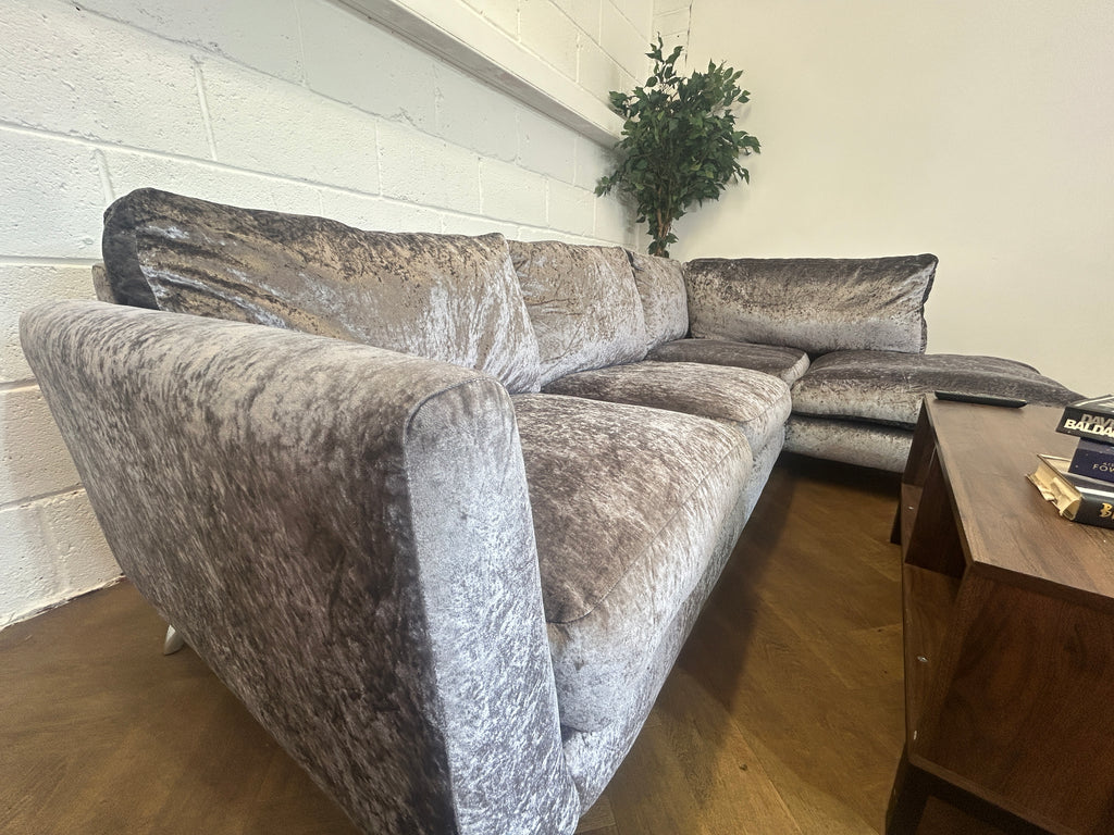 Plush Velvet Corner Sofa From SCS, Left Hand Chaise