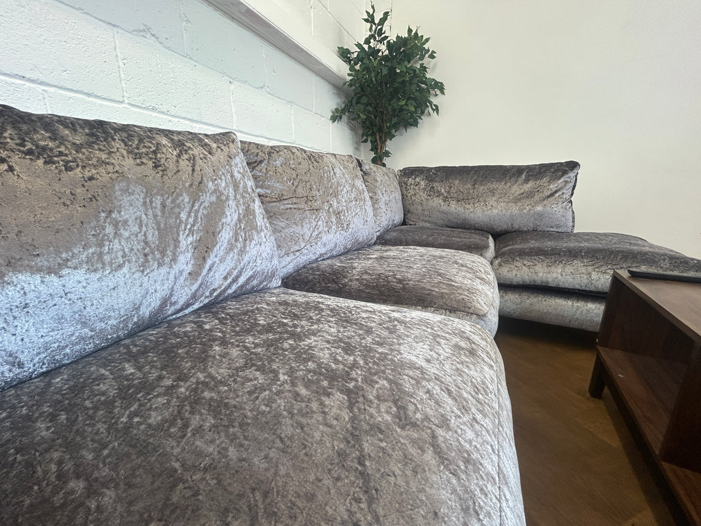 Plush Velvet Corner Sofa From SCS, Left Hand Chaise