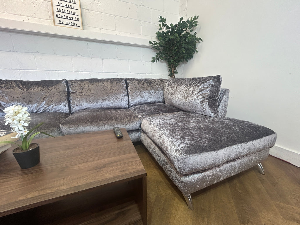 Plush Velvet Corner Sofa From SCS, Left Hand Chaise