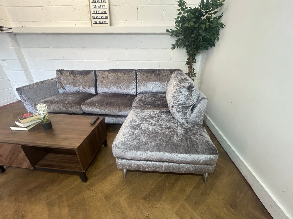 Plush Velvet Corner Sofa From SCS, Left Hand Chaise