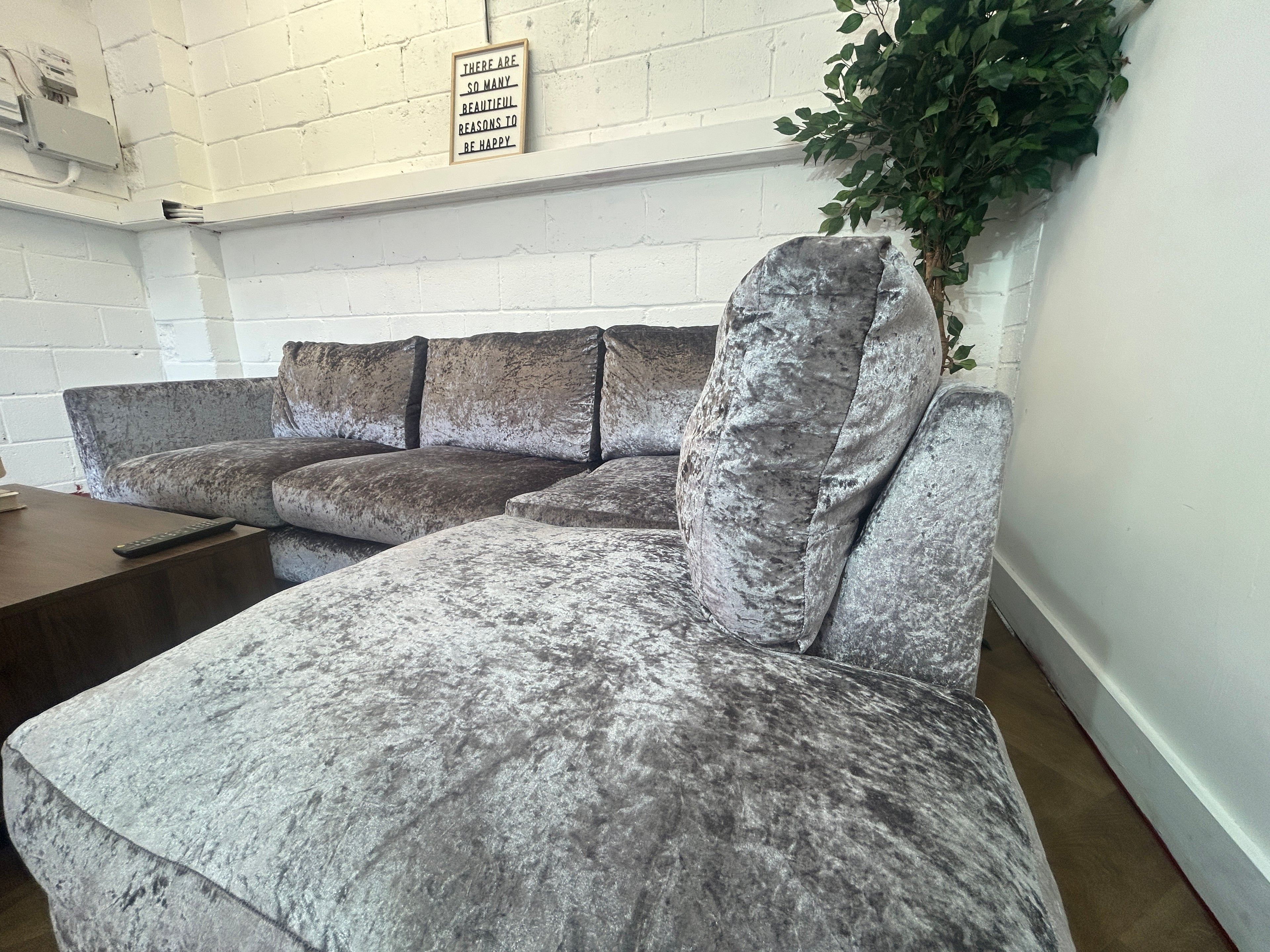 Plush Velvet Corner Sofa From SCS, Left Hand Chaise