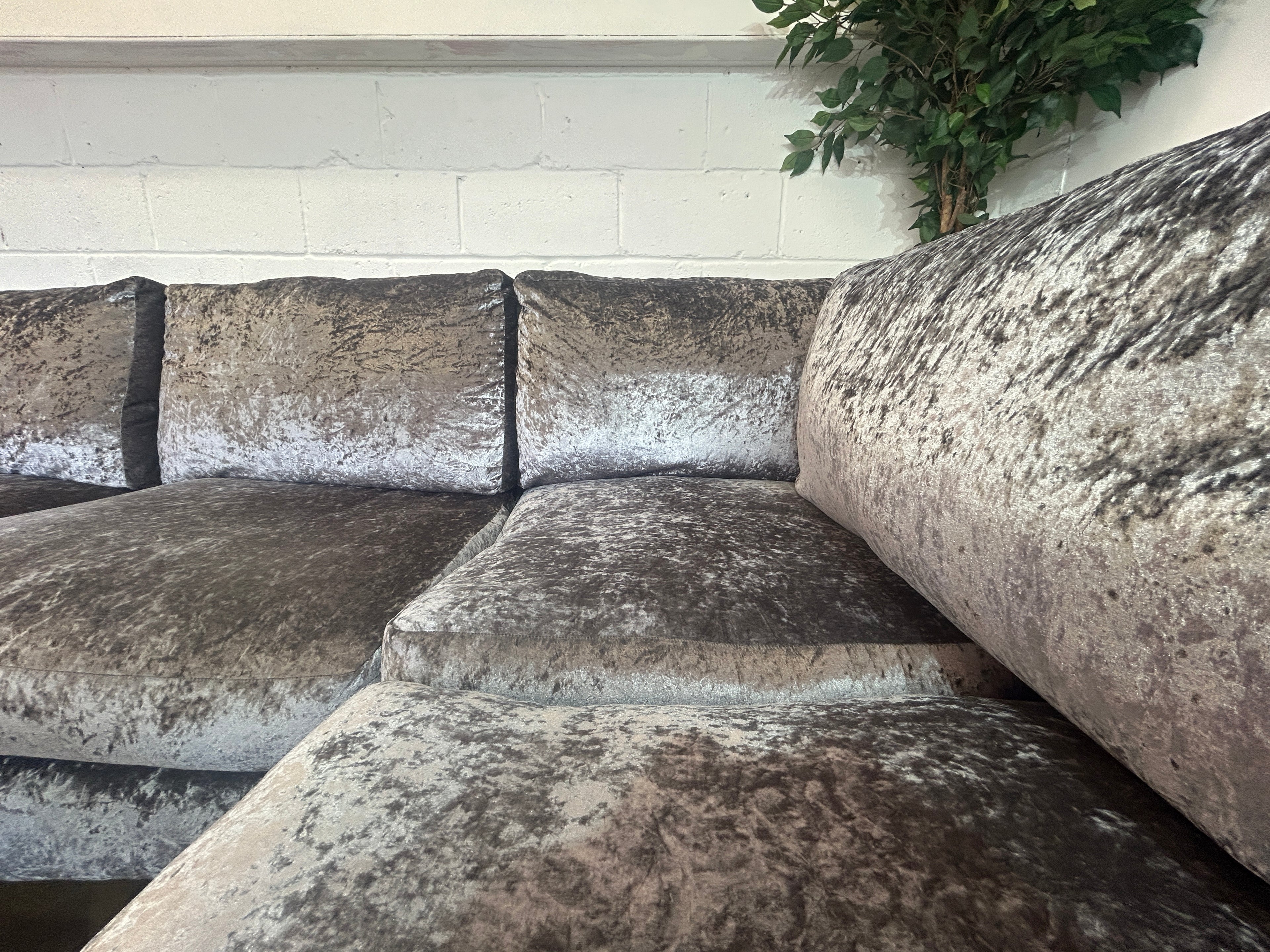 Plush Velvet Corner Sofa From SCS, Left Hand Chaise