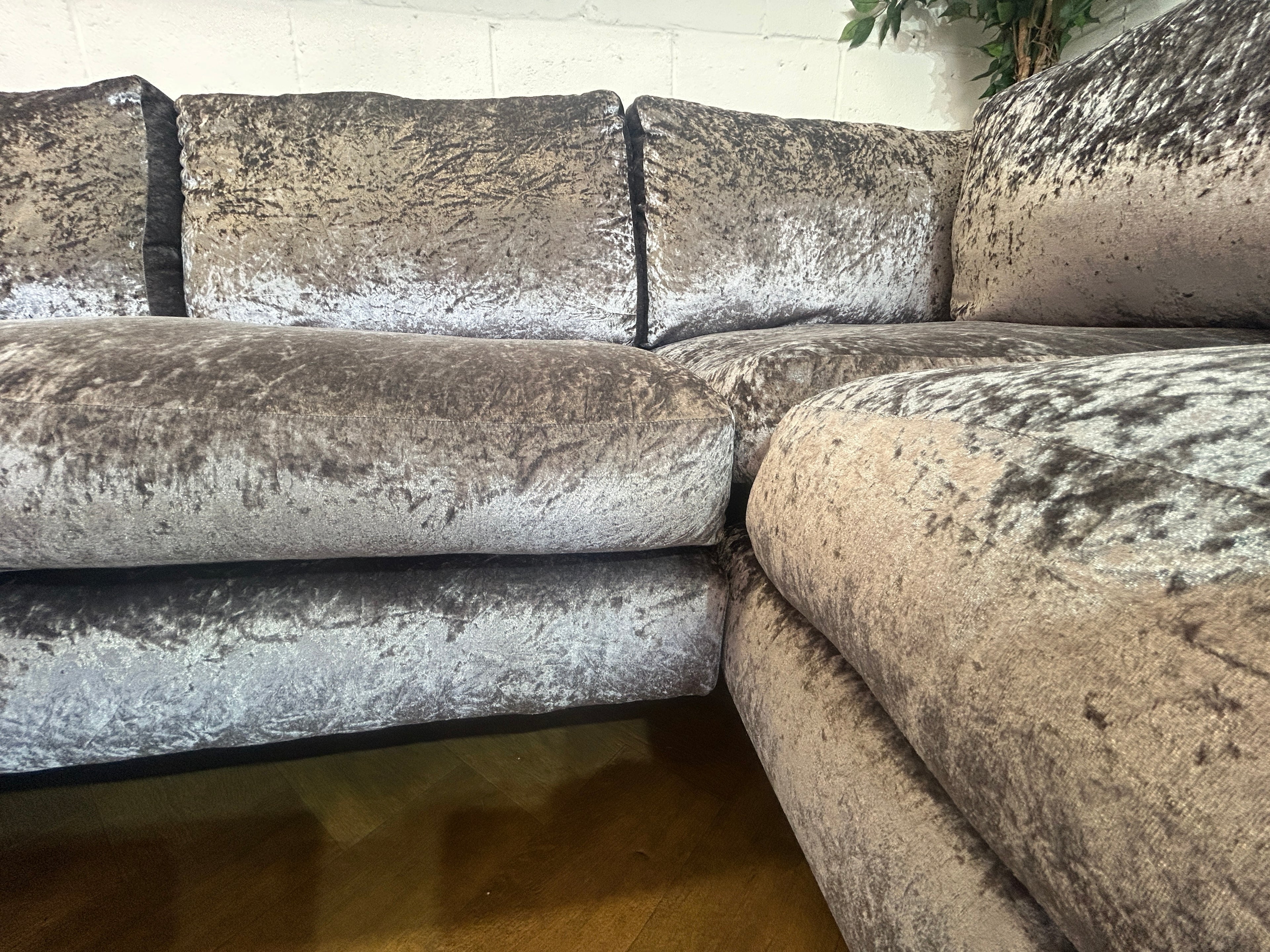 Plush Velvet Corner Sofa From SCS, Left Hand Chaise