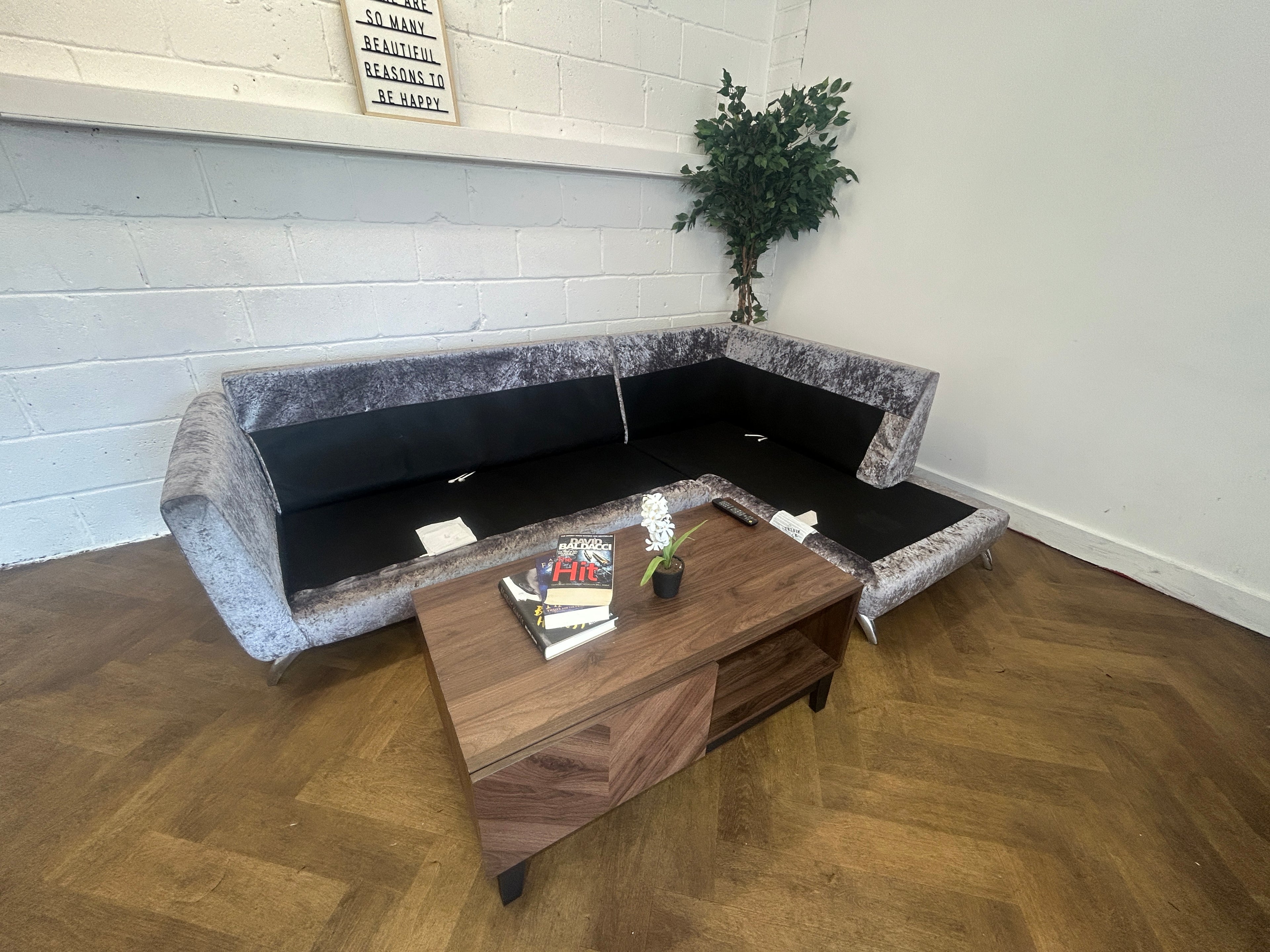 Plush Velvet Corner Sofa From SCS, Left Hand Chaise