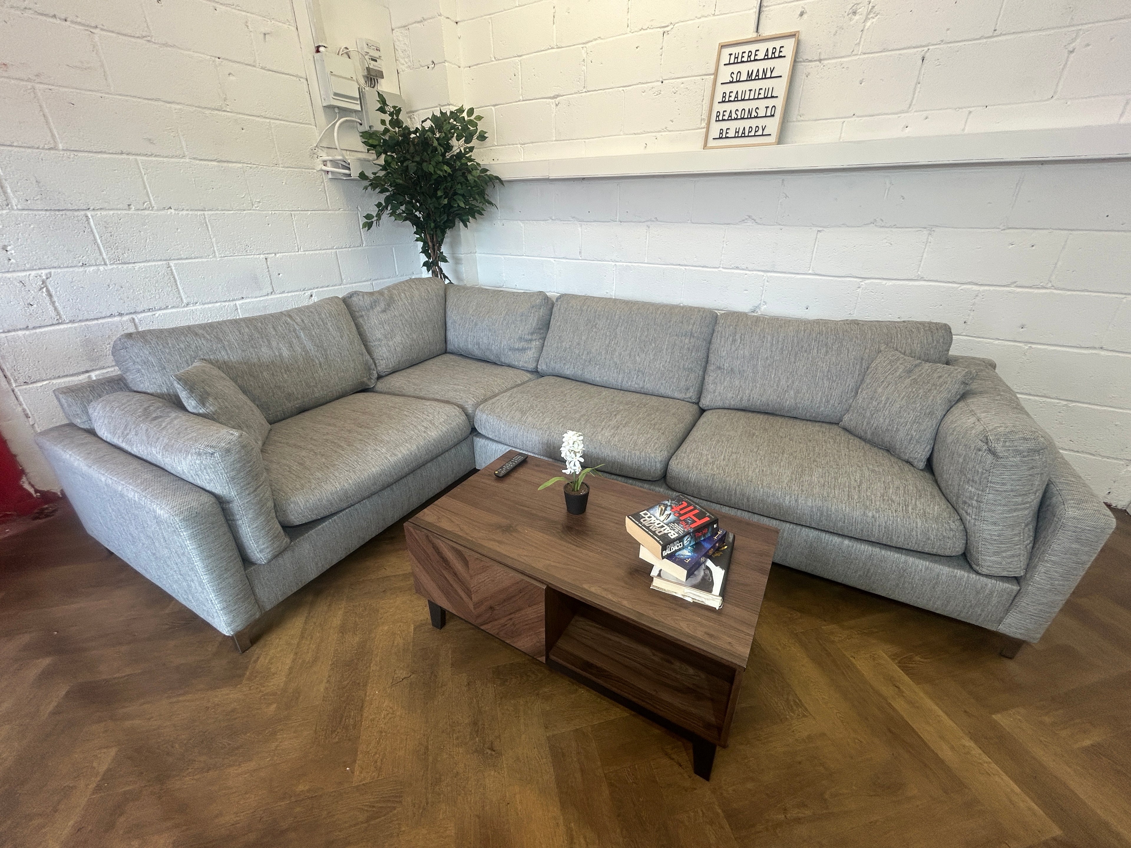 Stunning Grey Corner Sofa From Sofology, Right Hand Chaise