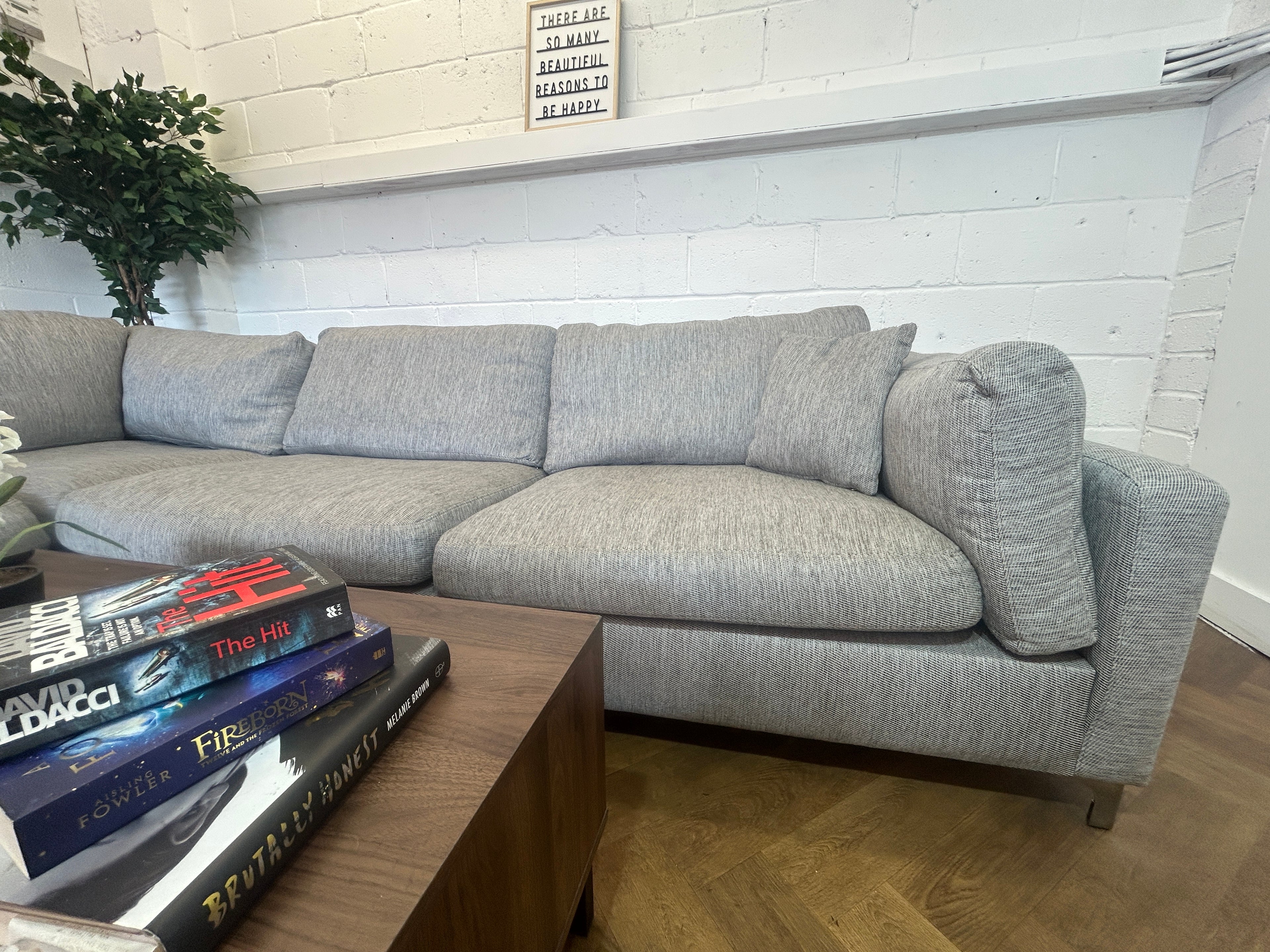 Stunning Grey Corner Sofa From Sofology, Right Hand Chaise