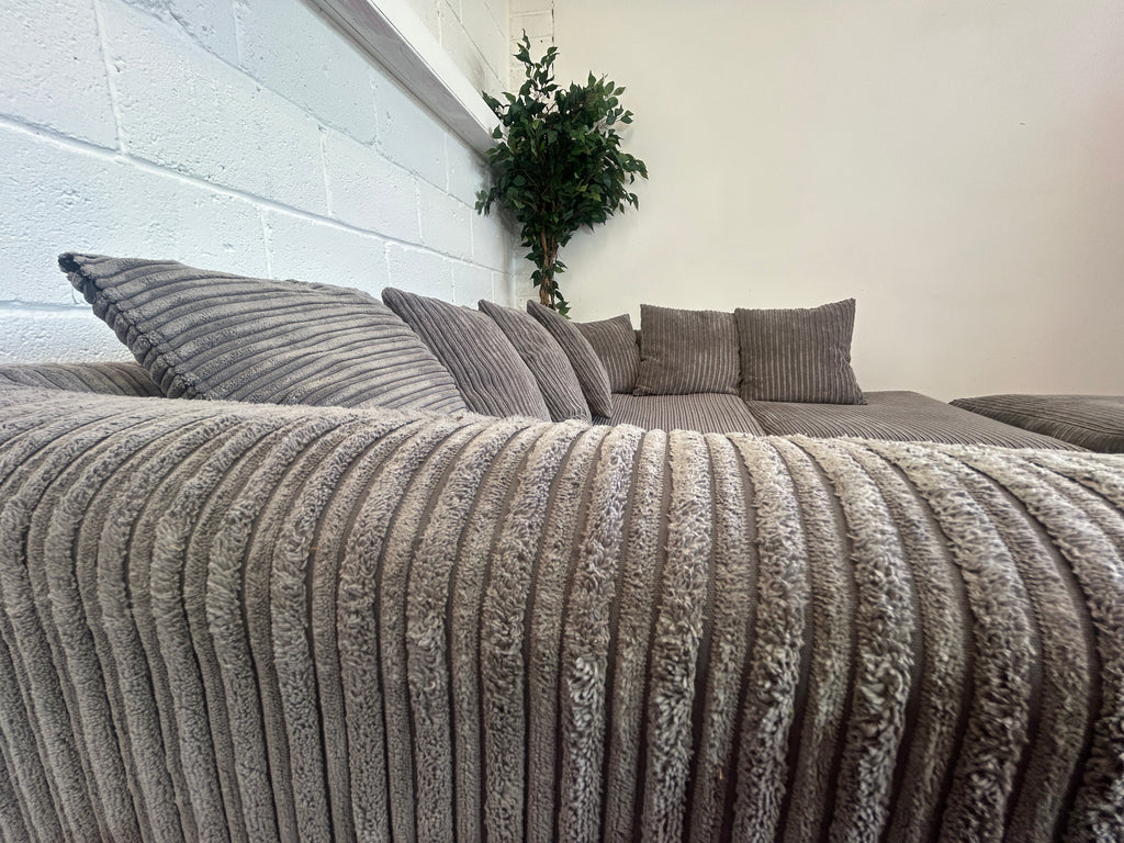 Grey Corded Corner Sofa, Left Hand Chaise