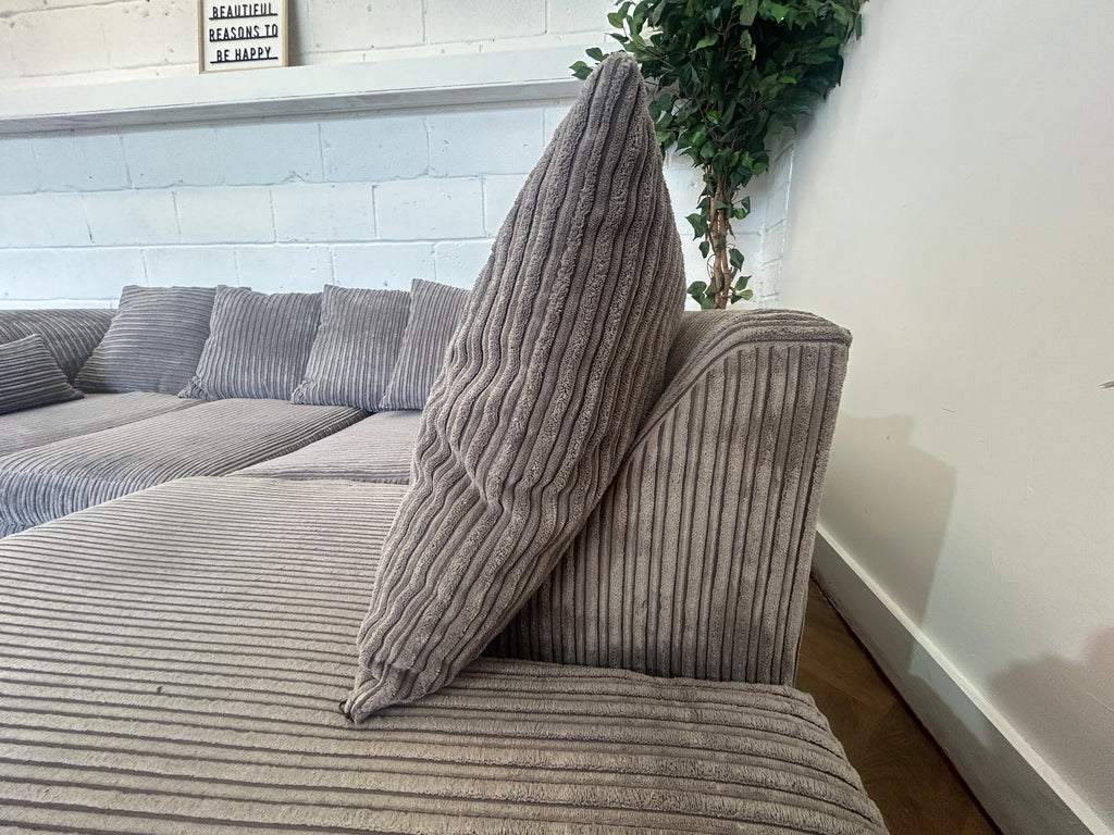 Grey Corded Corner Sofa, Left Hand Chaise