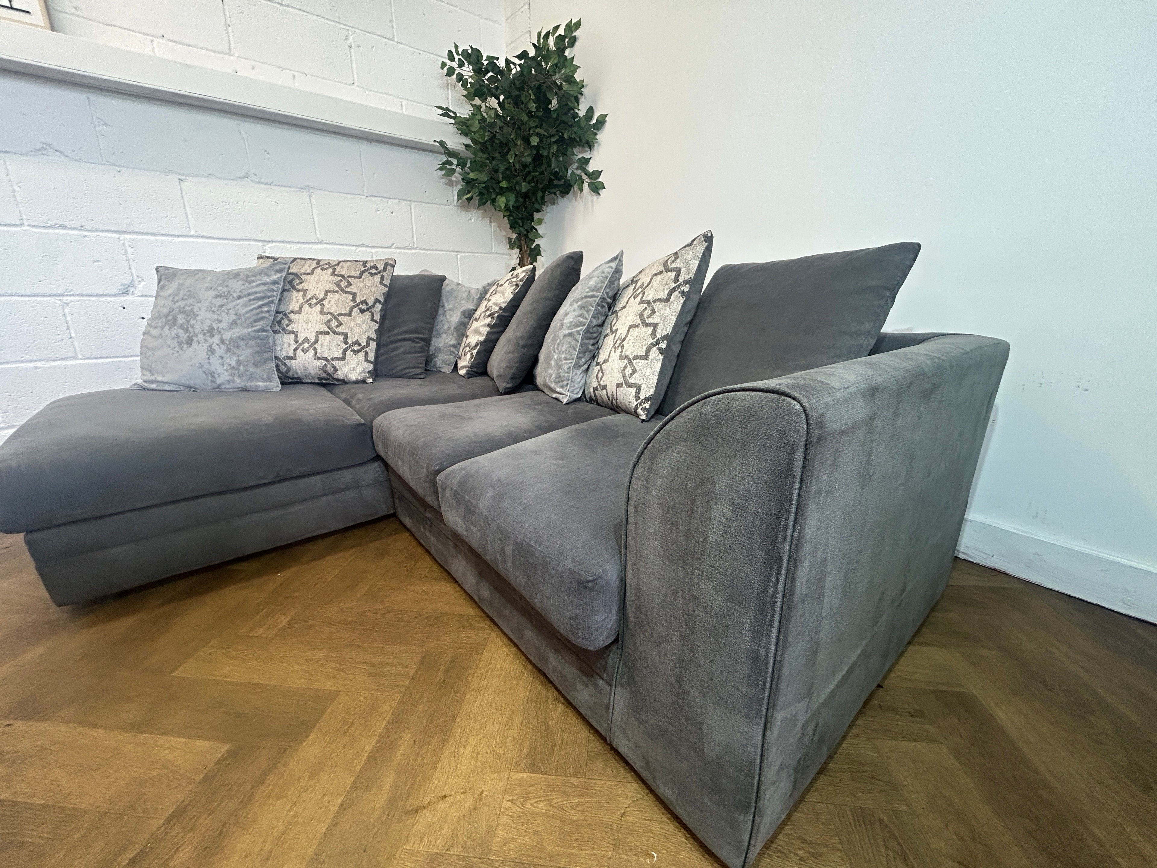Grey Dylan Corner Sofa, Left Hand Facing Chaise