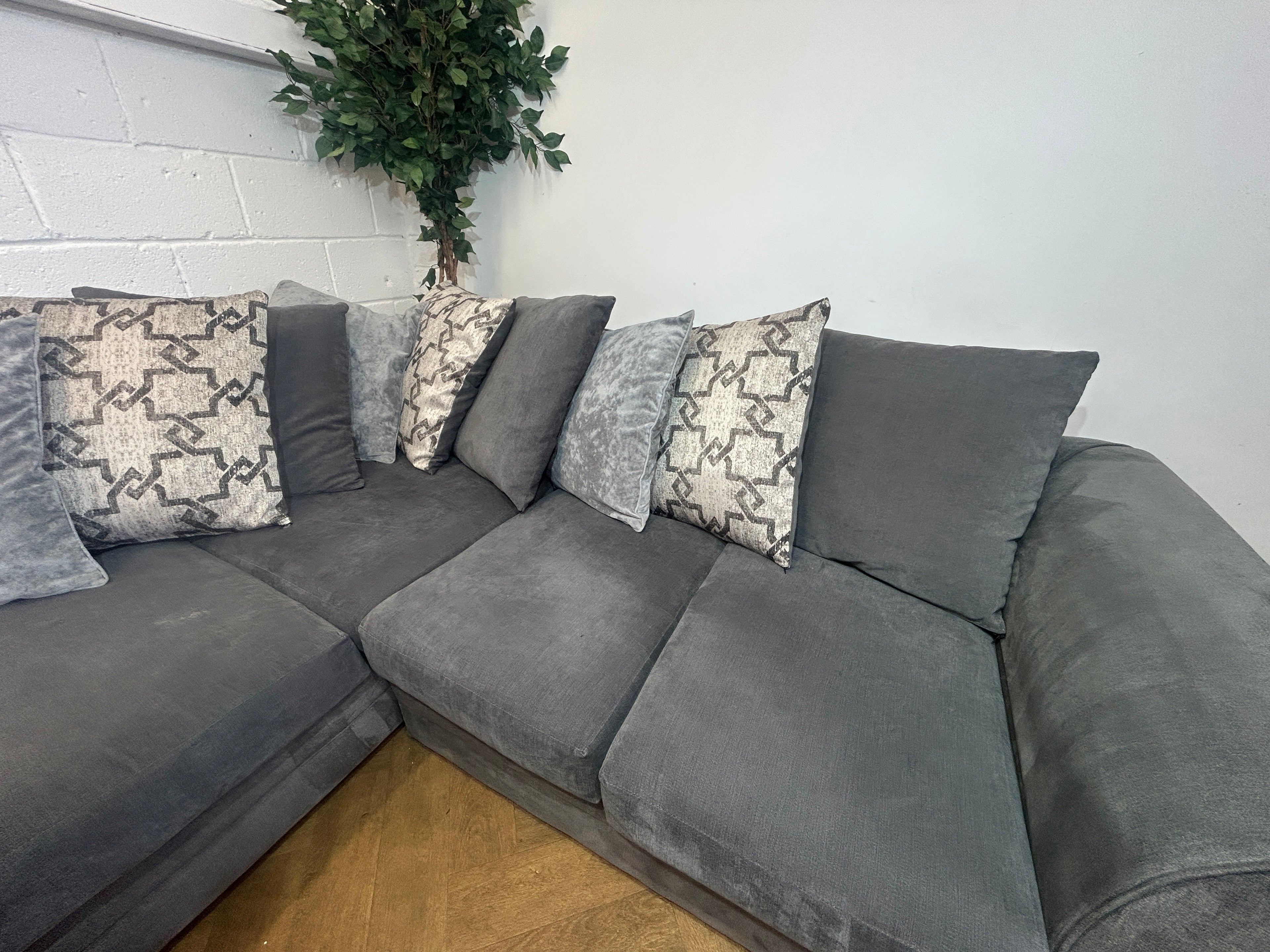 Grey Dylan Corner Sofa, Left Hand Facing Chaise