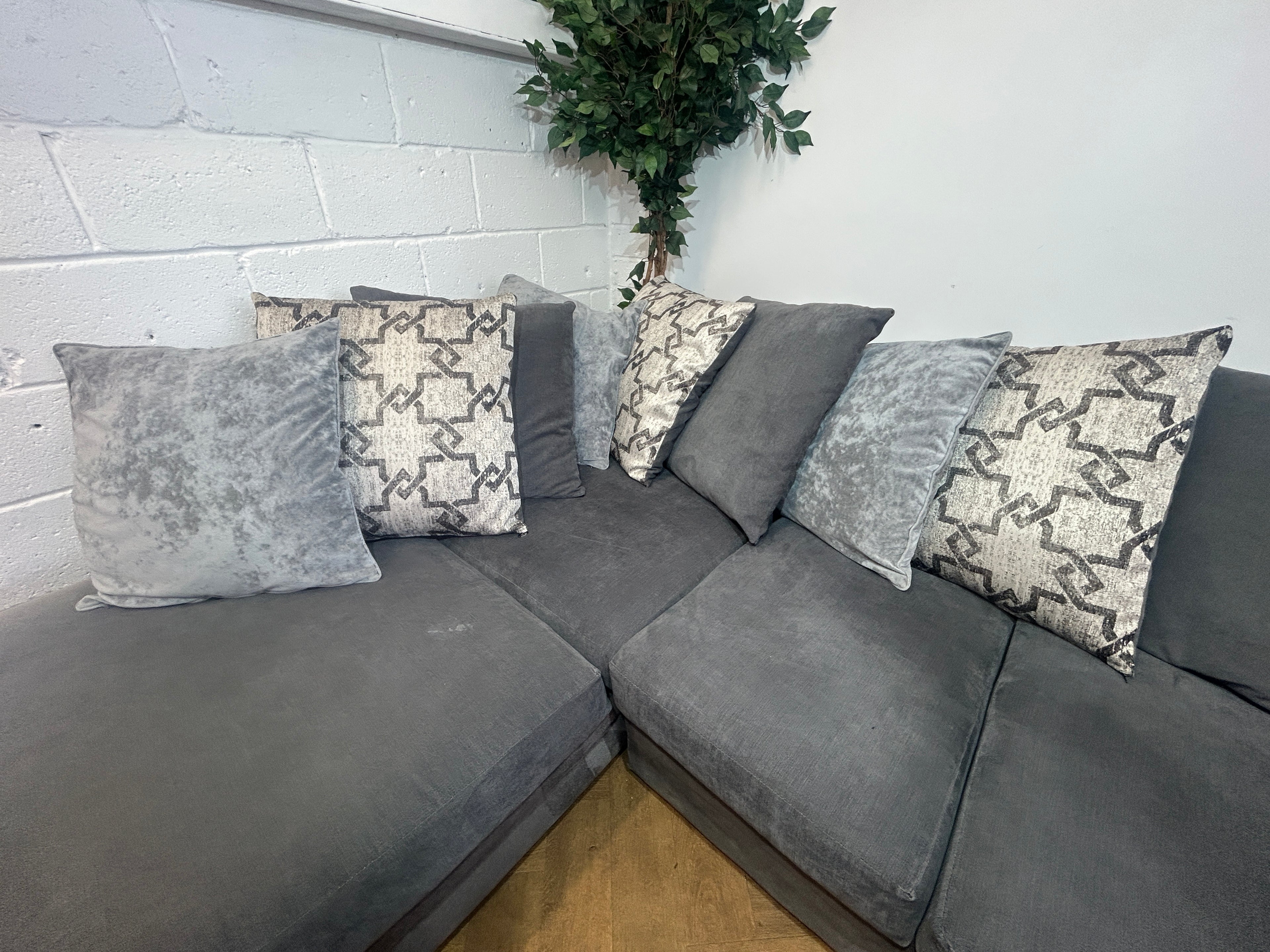 Grey Dylan Corner Sofa, Left Hand Facing Chaise