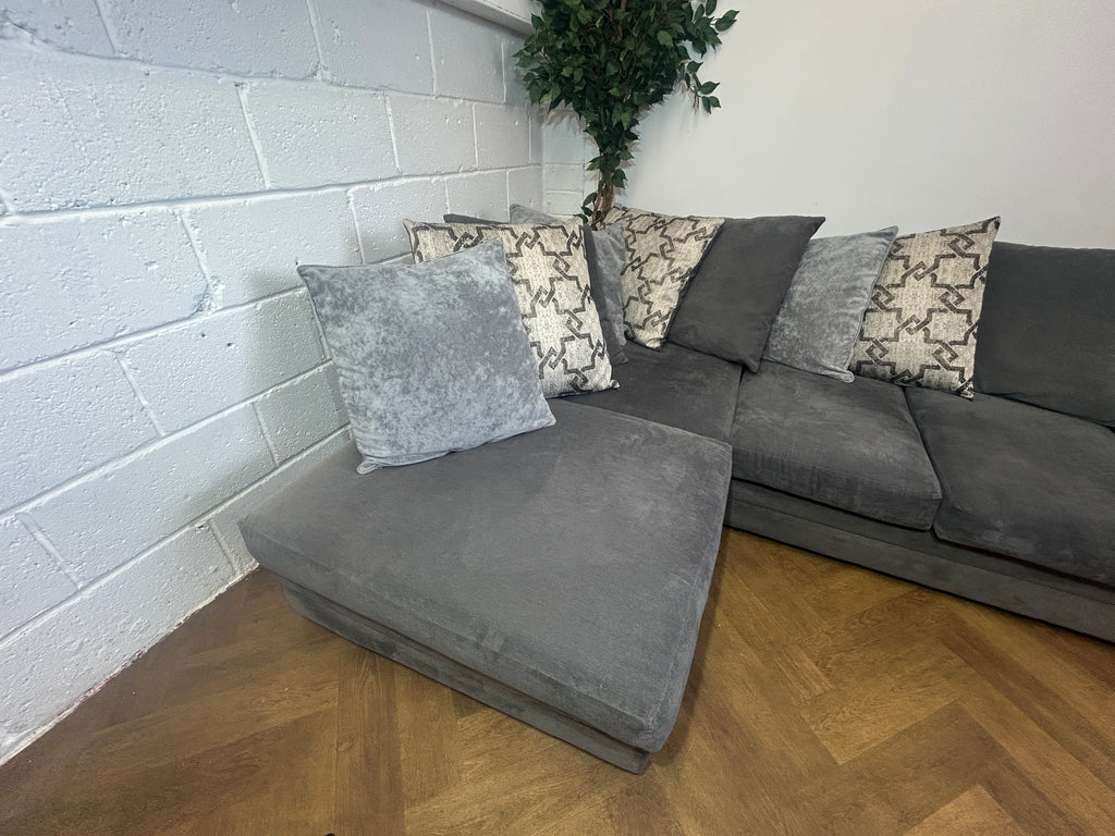 Grey Dylan Corner Sofa, Left Hand Facing Chaise