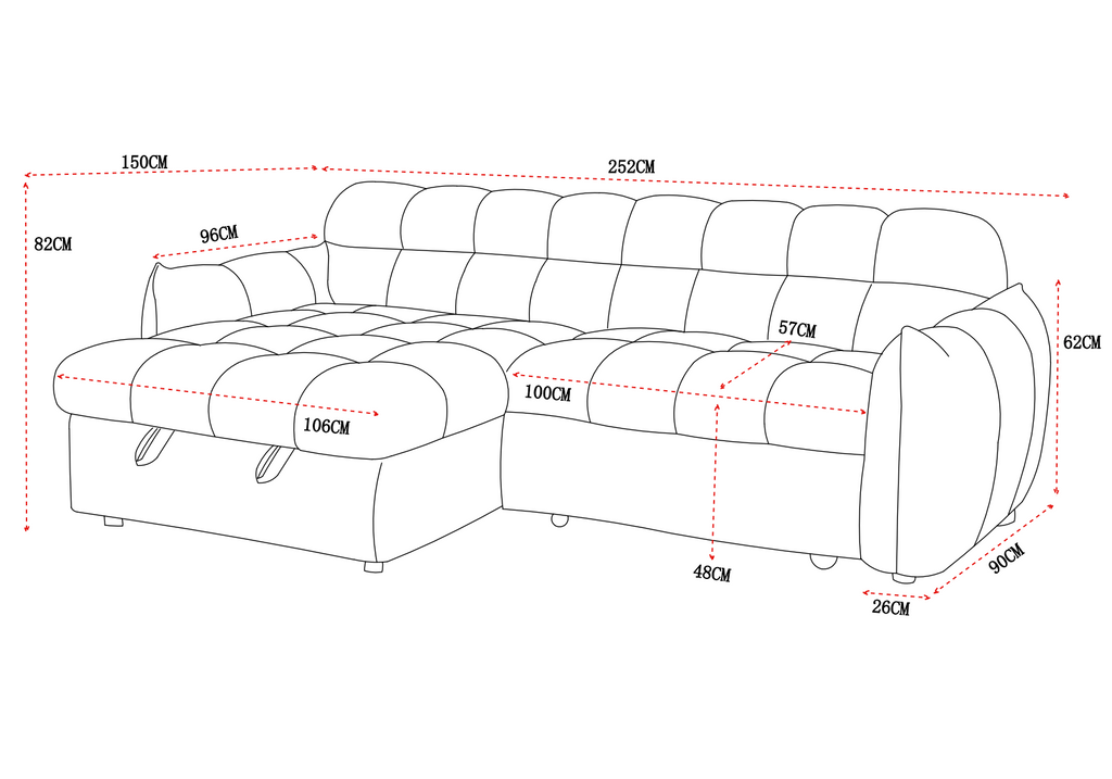 Fabio Sofa Bed Universal Corner - Black