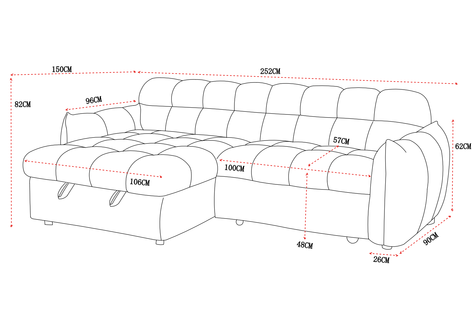 Fabio Sofa Bed Universal Corner - Black
