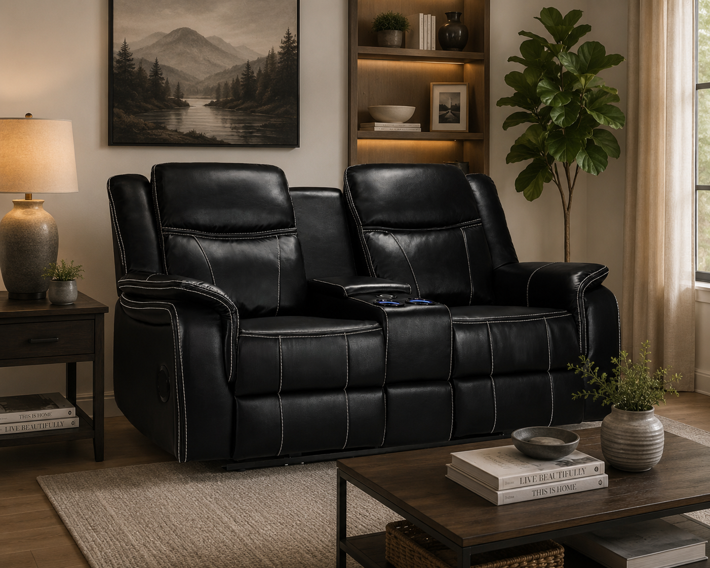 Solar Tech Electric Recliner 2 Seater Leather